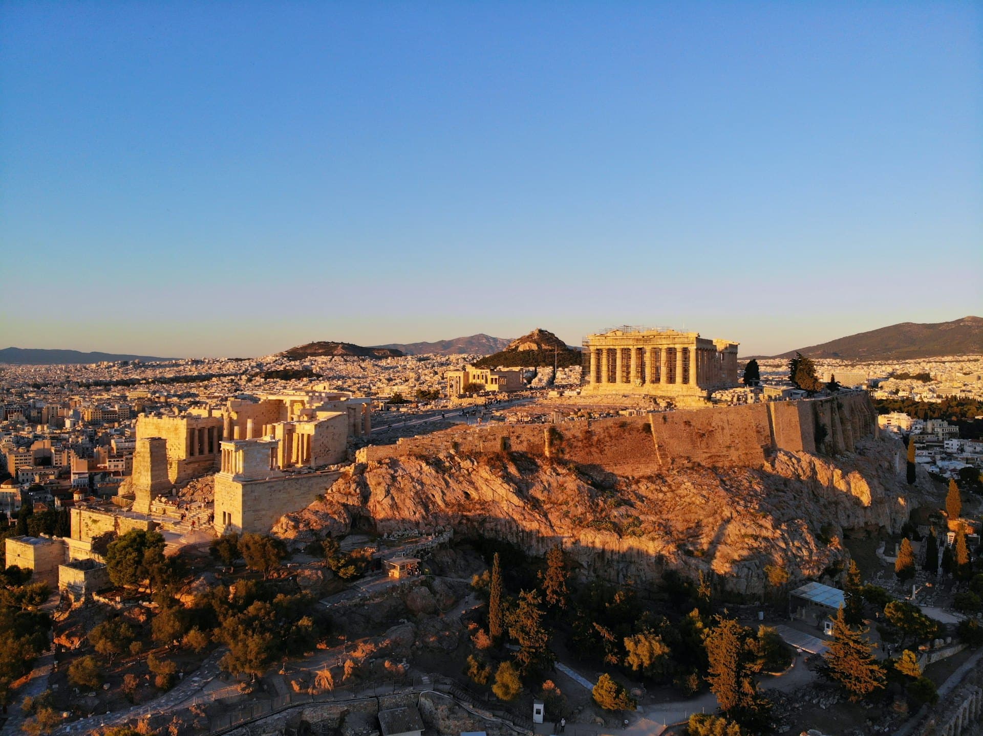 Athens and the Acropolis in the evening light