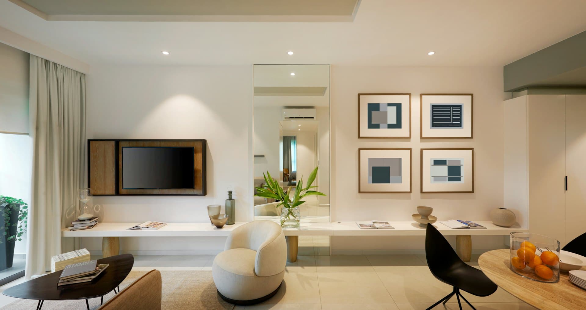 A bright, contemporary apartment living room